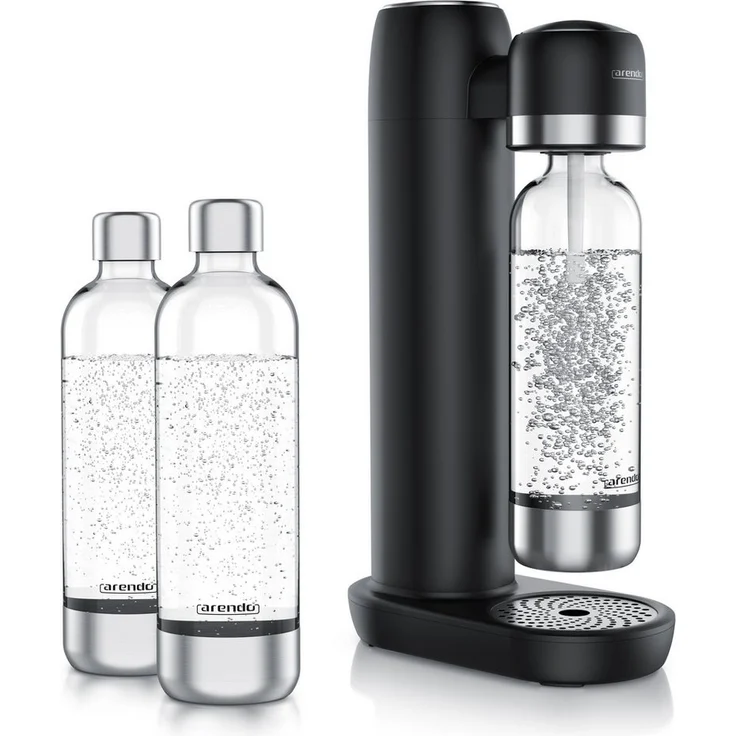 Arendo Wassersprudler Soda Streamer, 4-tlg. Set mit 3x 1000 ml BPA-freien Flaschen, kompatibel mit 60l CO2 Zylindern, individuell dosierbar, kompaktes Design
