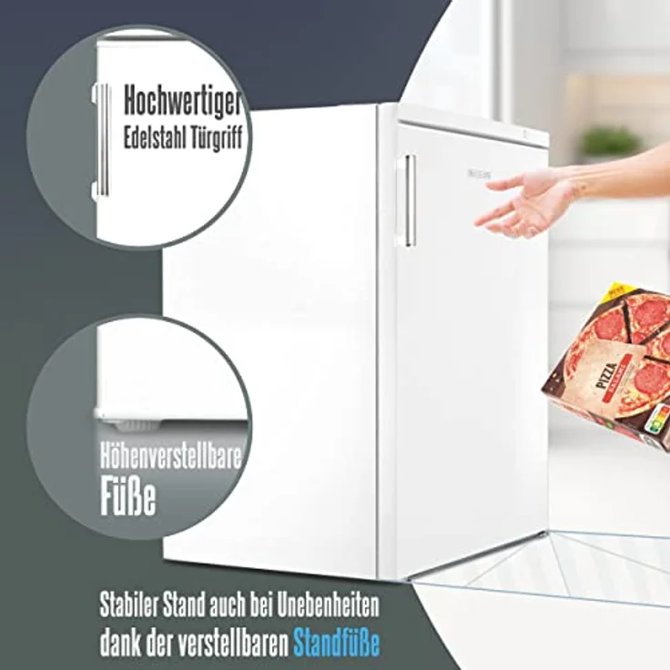 HEINRICHS Gefrierschrank, Freezer, 3x Gefrierschublade, Stufenloser Temperaturregler,Airflow, wechselbarer Türanschlag, 85 Liter Nutzinhalt, Temperatur:-18°C~-38°C, Heinrich´s (weiß) – Bild 4