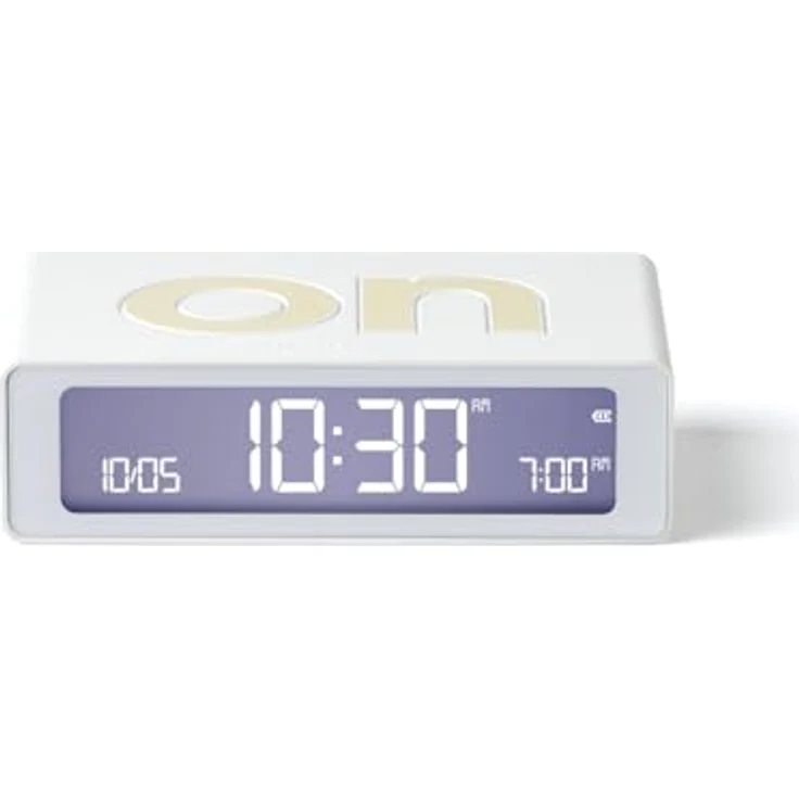Lexon Flip Mini Reisewecker, digitaler LED-Wecker mit einstellbarer Helligkeit, On/Off-Funktion, wiederaufladbar und berührungsempfindlich, Weiß – Bild 1