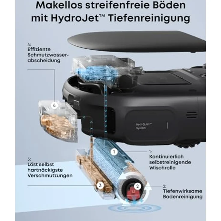 eufy Saugroboter mit Wischfunktion C28, 15.000 Pa Turbo-Saugkraft, HydroJet selbstreinigende Wischrolle, 5-in-1 Omni-Station, KI-Hinderniserkennung, Anti-Verwicklung-Bürste – Bild 2