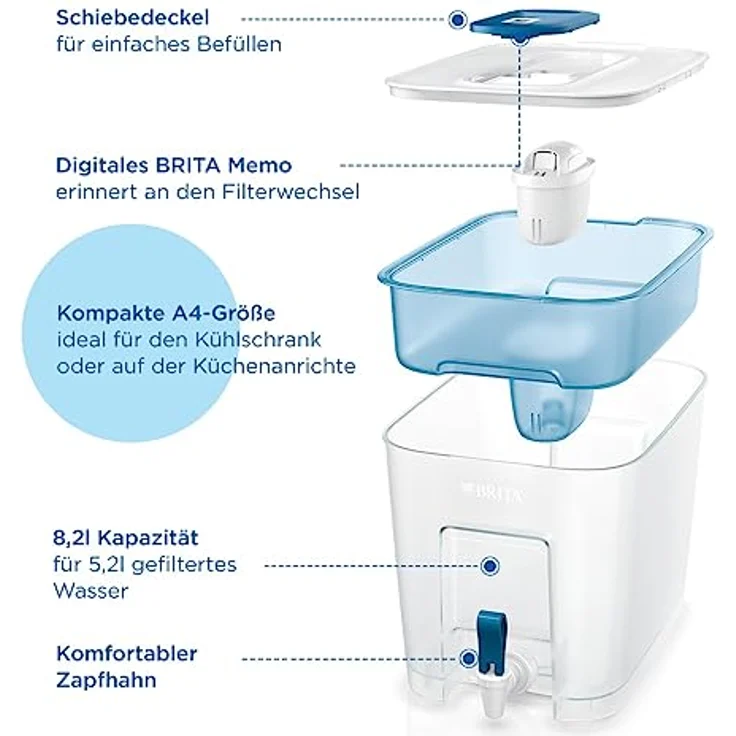 BRITA Flow Wasserfilter XXL mit Zapfhahn (8,2l) inkl. 1x MAXTRA PRO All-in-1 Kartusche – Wasserfilterstation zur Reduktion von Kalk, Chlor, Metalle wie Blei & Kupfer im Leitungswasser – Bild 3