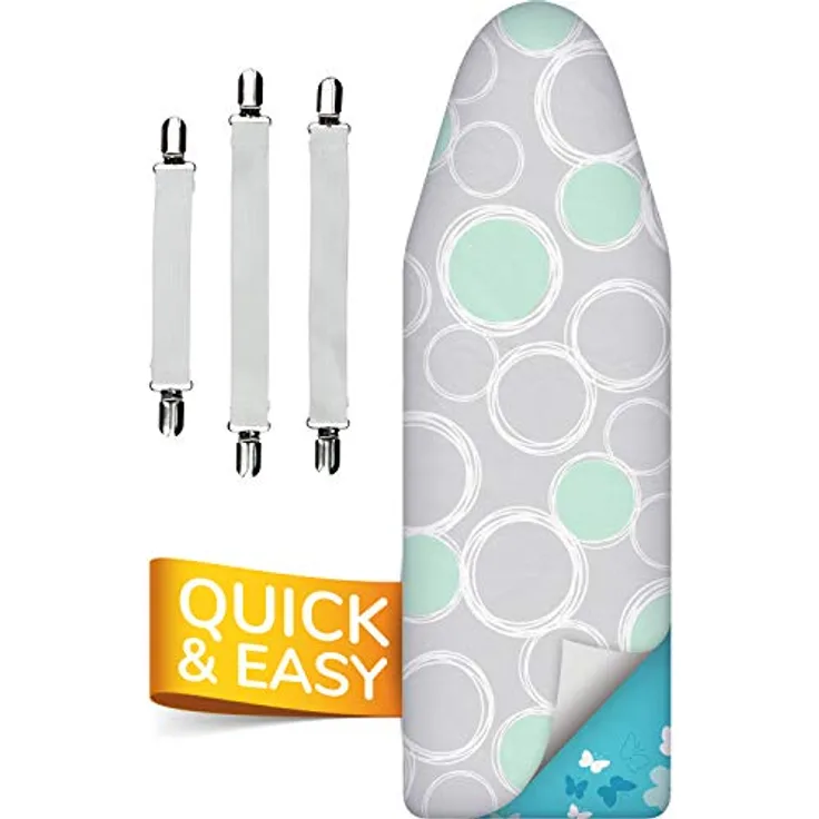 smart&gentle Super Soft 5 Schichten Turbo-Bügelbrettbezug M 110x30, ÖKOTEX Baumwoll-Polsterung, Hitze- und Dampfreflektion, passend für 108-115x30-35cm