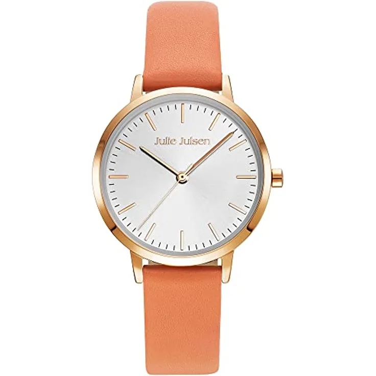 Julie Julsen JJW1027RGL-03 Damenuhr Lederarmband Metall 3 bar Analog orange
