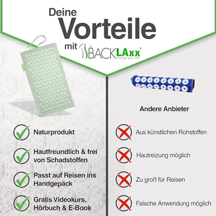BACKLAxx® Akupressurmatte Set To-Go "Original" in Halbleinen, mit 6.960 Spitzen – Bild 6