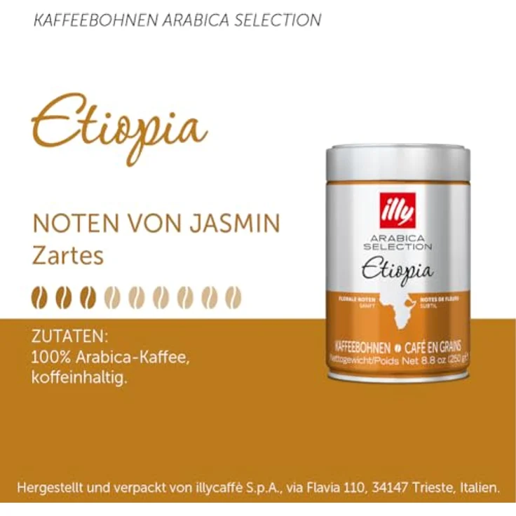 illy Kaffee, Espressobohnen der Arabica Selection aus Äthiopien - Verpackung mit 1 Dosen 250 g – Bild 2