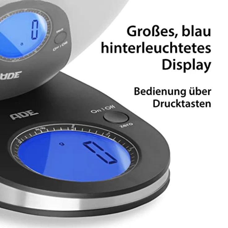 ADE KE1912 Küchenwaage digital KE 1912 Tosca (Elektronische Waage mit abnehmbarer Schüssel aus, Edelstahl), 5 kilograms, silber – Bild 6