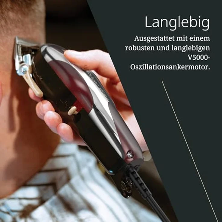Wahl Haarschneidemaschine Netzbetrieb 2,4 m Kabel inkl. 8 Kammaufsätze, Schmieröl, Reinigungspinsel – Bild 5