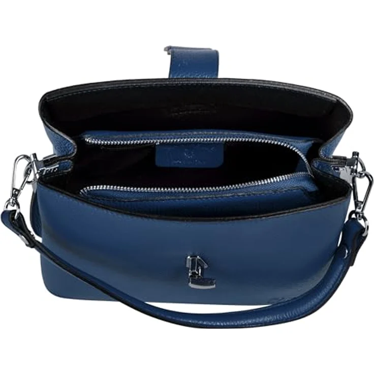 Cluty Umhängetasche aus 100 % Rindleder, Made in Italy, 21 cm x 25 cm x 13 cm, mit abnehmbarem Schultergurt und Drehverschluss – Bild 6