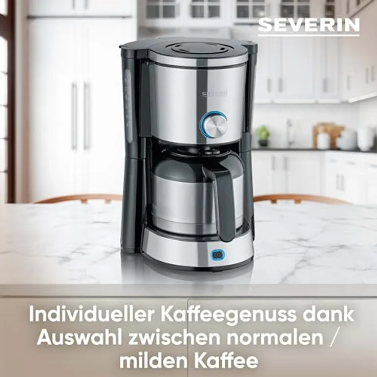 SEVERIN KA 4845 Type Switch Kaffeemaschine (Für gemahlenen Filterkaffee, 8 Tassen, Inkl. Thermokanne) edelstahl-schwarz – Bild 3