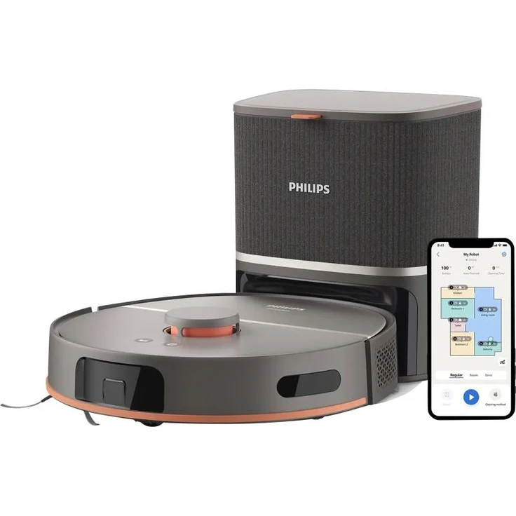 Philips HomeRun 5000 XU5100/10, Staubsauger Roboter mit Selbstentleerungsstation, 10.000 Pascal Saugkraft und Lasernavigation