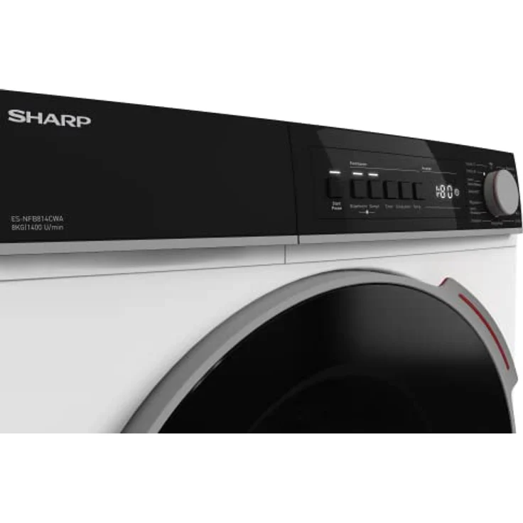 Sharp ES-NFB814CWA-DE, Frontlader-Waschmaschine, A, Fassungsvermögen 8 kg, Standgerät, Breite 60 cm – Bild 7