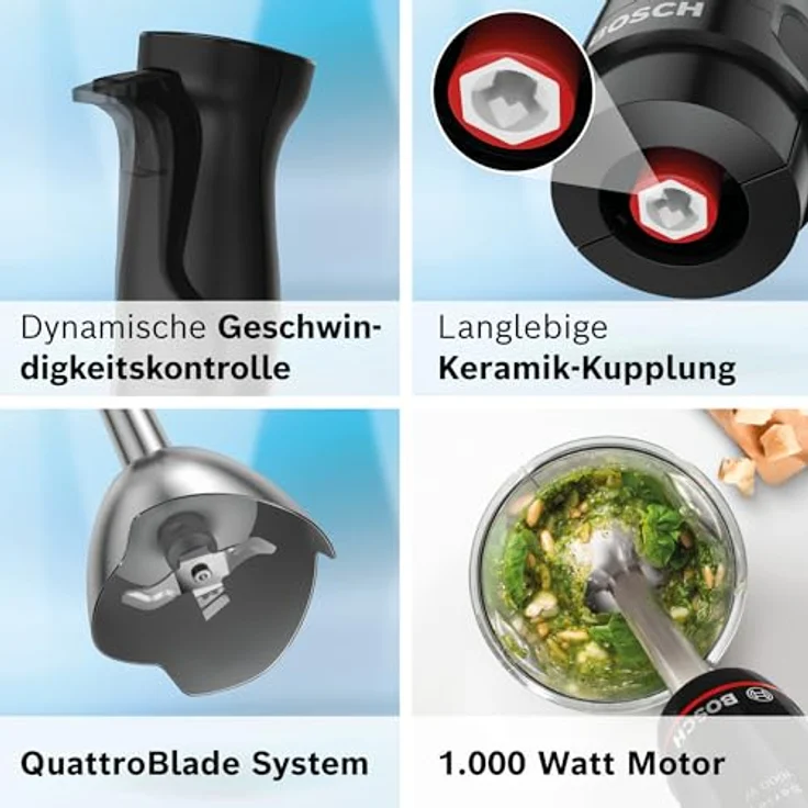 Bosch Hausgeräte Serie 4, Stabmixer, ErgoMaster, 1000 W, Schwarz, anthrazit, MSM4B6V2, Stabmixer, Schwarz – Bild 3