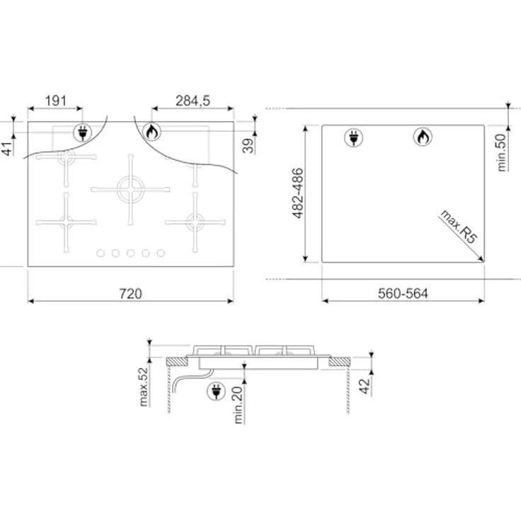 Smeg PV275B SELEZIONE Gaskochfeld mit 5 Kochzonen, Black – Bild 2