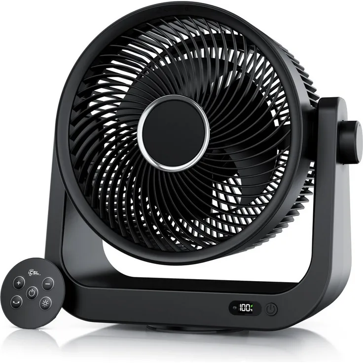 CSL Akku-Standventilator Tischventilator, leiser USB Mini Desk Fan mit 4000mAh Akku, Fernbedienung, 10 Geschwindigkeitsstufen, Timer und Oszillation
