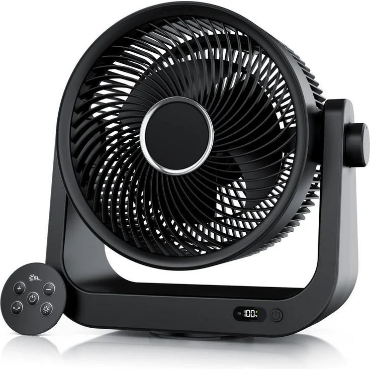 CSL Akku-Standventilator Tischventilator, leiser USB Mini Desk Fan mit 4000mAh Akku, Fernbedienung, 10 Geschwindigkeitsstufen, Timer und Oszillation