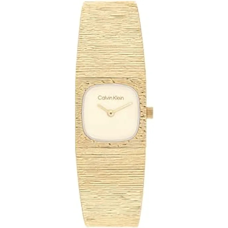 Calvin Klein SOPHISTICATED SQUARE, Zwei-Zeiger-Quarzwerk-Uhr mit goldfarbenem Edelstahlarmband, quadratisches 20-mm-Gehäuse, 3 BAR wasserdicht