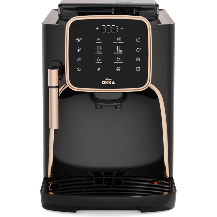 Arzum Okka Pro OK0030-0400 Vollautomatische Espressomaschine Kaffeemaschine Chrom mit Touchscreen und 19 Bar Pumpendruck