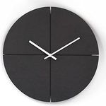 K&L Wall Art Lautlose MDF Holz Wanduhr Schwarz Retro Uhr modern Gold Uhrwerk lautlos Ohne Ticken (Ø 30cm Rund minimalistisch Alu-Zeiger)