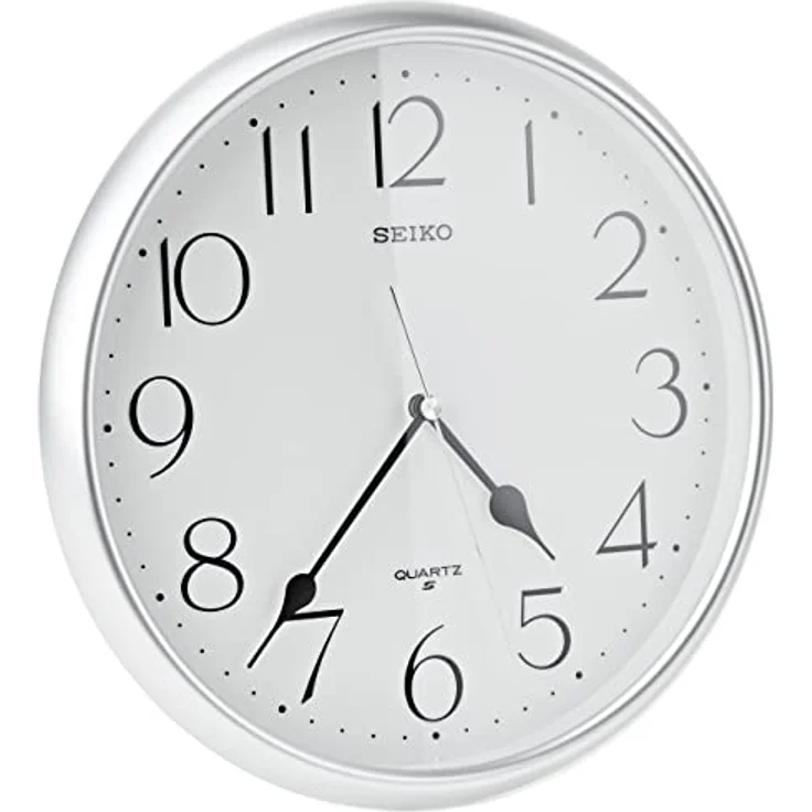Seiko Wanduhr QXA747S, silberne Kunststoffuhr mit 24 cm Durchmesser und antihaftbeschichtetem Aluminium – Bild 1