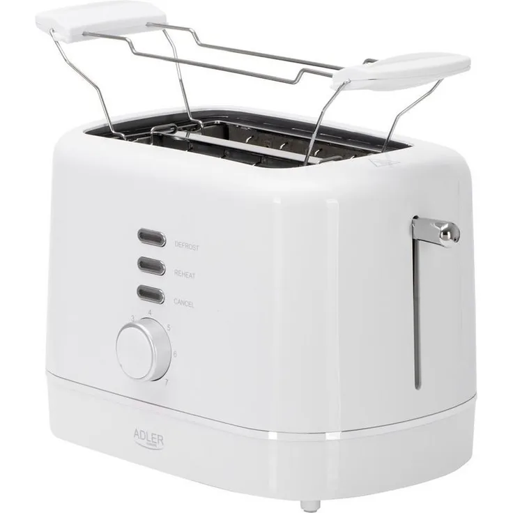 ADLER EUROPE Toaster AD 3224w, 2 Schlitze für 2 Scheiben, 850 W, 7 Bräunungsstufen, Auftau- und Aufwärmfunktion, weiß