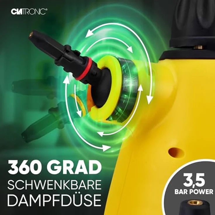 Clatronic DR 3653 Dampfreiniger inkl. 9-teiligem Zubehör, extra 5 m langes Kabel – Bild 2