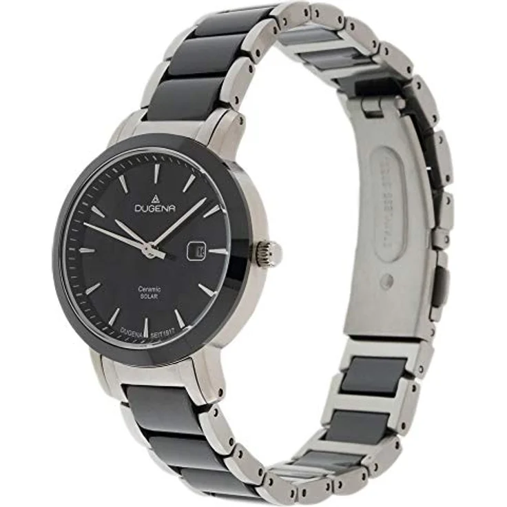 Dugena Damen Uhr Edelstahl-Ceramic Solar 4461007 Datum – Bild 2