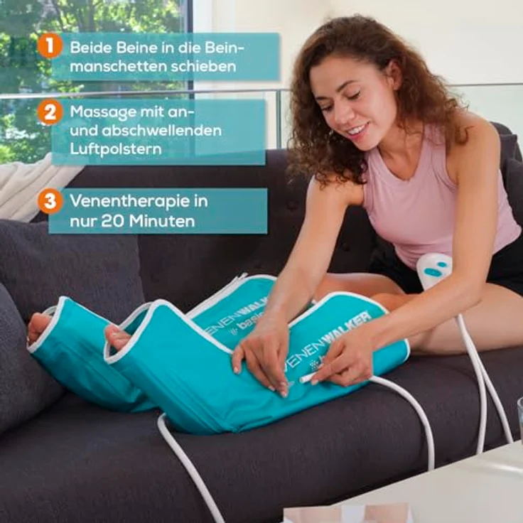 VENENWALKER basic Venentrainer VenenWalker Basic, Set 5-tlg., 1* Steuergerät, 1* Tragetasche, 2* Beinmanschetten, 1*Netzadapter, Massagegeräte mit Wechseldrucktechnik, für müde und geschwollene Beine, blau – Bild 5