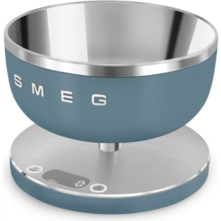 Smeg Digitale Küchenwaage KSC01SBMWW, 5 kg Tragkraft, USB-C Akku, Storm Blue, mit Edelstahlschüssel und Tara-Funktion – Bild 2
