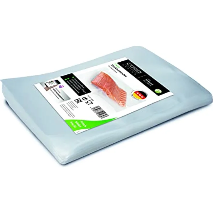 CASO Folienbeutel 25x35 cm,50 Stück für alle Balken Vakuumierer, BPA-frei, stark & reißfest, 105µm, stabile Schweißnaht, Schutzt vor gefrierbrand, Made in Germany