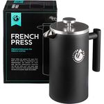 French Press Kaffeekanne aus doppelwandigem Edelstahl Schwarze Pressfilterkanne Französische Kaffeepresse
