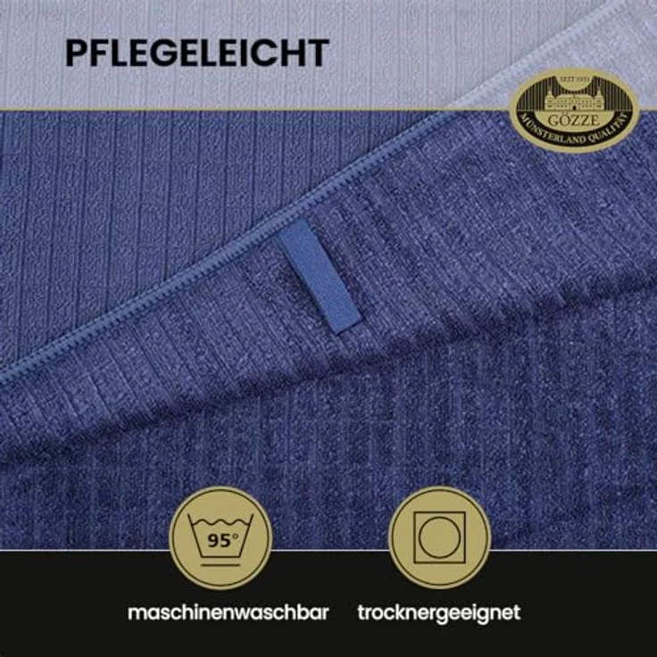 Gözze Geschirrtuch-Set, 3-teilig, Mikrofaser-Poliertuch, 50 x 70 cm - Royalblau – Bild 4