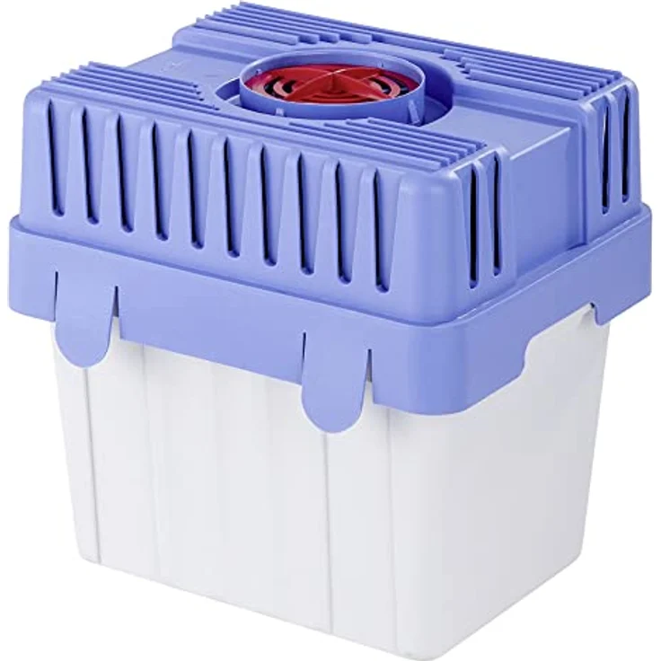 WENKO Feuchtigkeitskiller mit 5 kg Granulatblock, Raumentfeuchter, fasst bis zu 8 l Feuchtigkeit, laborgeprüft, nachfüllbar, reduziert Schimmel und Gerüche, Maße (BHT): 29 x 29 x 24 cm, grau-blau Luftentfeuchter – Bild 4