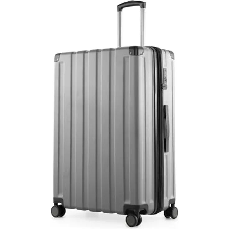 Hauptstadtkoffer Q-Damm - Großer Hartschalenkoffer, TSA, 4 Rollen, Check-In Gepäck mit 6 cm Volumenerweiterung, 78cm, 133 Liter, Silber