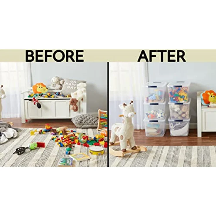 RUBBERMAID Cleverstore Aufbewahrungsbehälter, stapelbar, groß, mit robusten, transparenten Deckeln 30 Quart - 6 Pack farblos – Bild 5