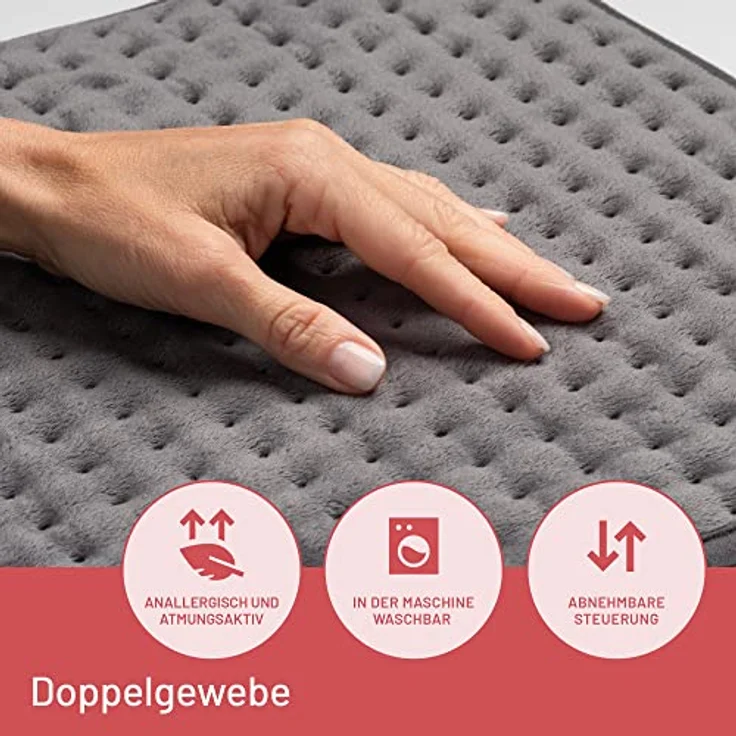 Imetec Intellisense XL, extra-großes Heizkissen für Rücken und Beine, Wärmekissen 38 x 50 cm, Microplüschstoff, 5 Temperaturen, Electro-Block- Sicherheitssystem, schnelles Aufheizen, maschinenwaschbar – Bild 4