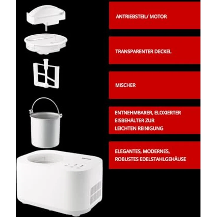 Unold Eismaschine Snow, Eisbereiter mit Eisbuch 1 L – Bild 4