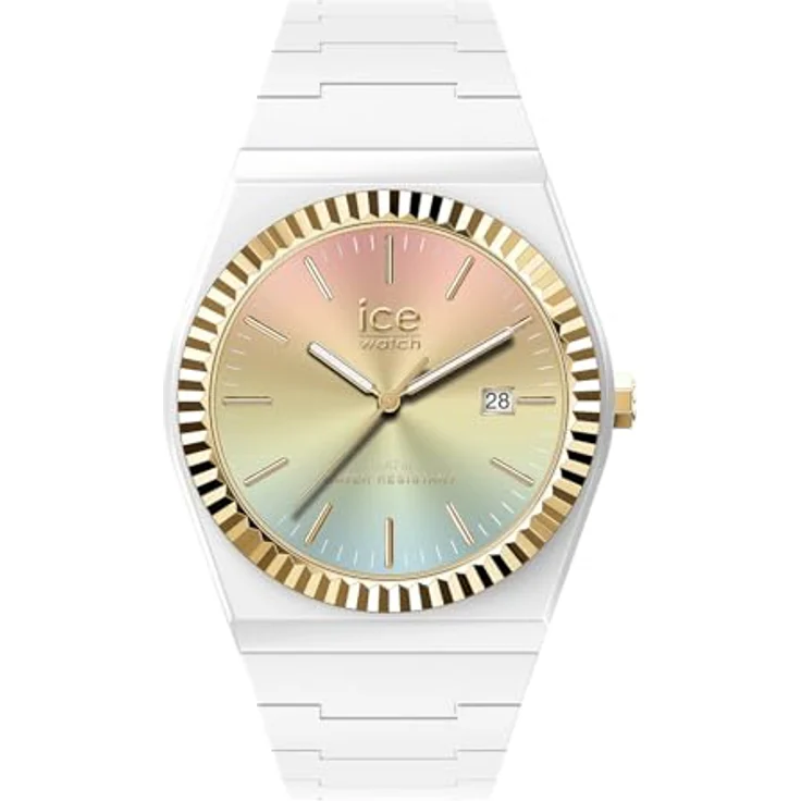 ICE-WATCH Ice Watch 024766, analoge Armbanduhr mit mehrfarbigem Zifferblatt, weißem Silikonarmband, Kalenderfunktion und 10 bar wasserdicht – Bild 1