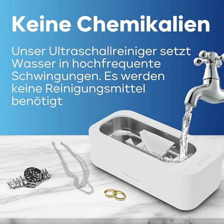 ProfiCare Ultraschallreiniger PC-USR 3120, 400 ml Fassungsvermögen, hygienische Reinigung, Edelstahl-Reinigungsbehälter, weiß – Bild 5