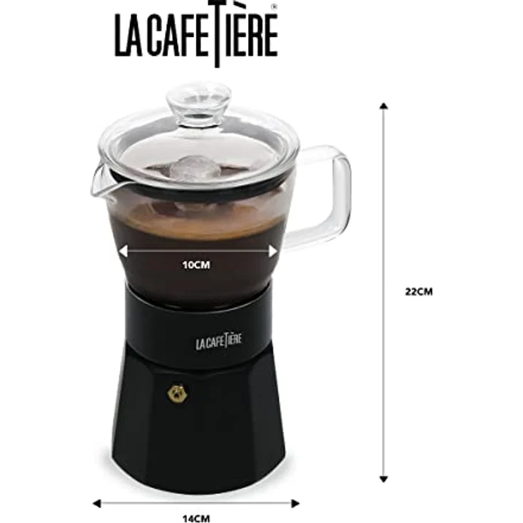 La Cafetière Verona Espressokocher, modernes Design, 6 Tassen, Induktionsgeeignet, schwarz, in Geschenkverpackung – Bild 2