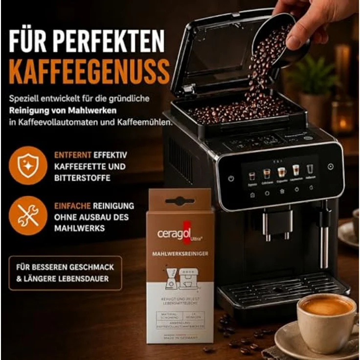 ceragol ultra Mahlwerksreiniger Mühlenreiniger für alle Kaffeeautomaten und Mühlen, 2 x 15 g – Bild 3