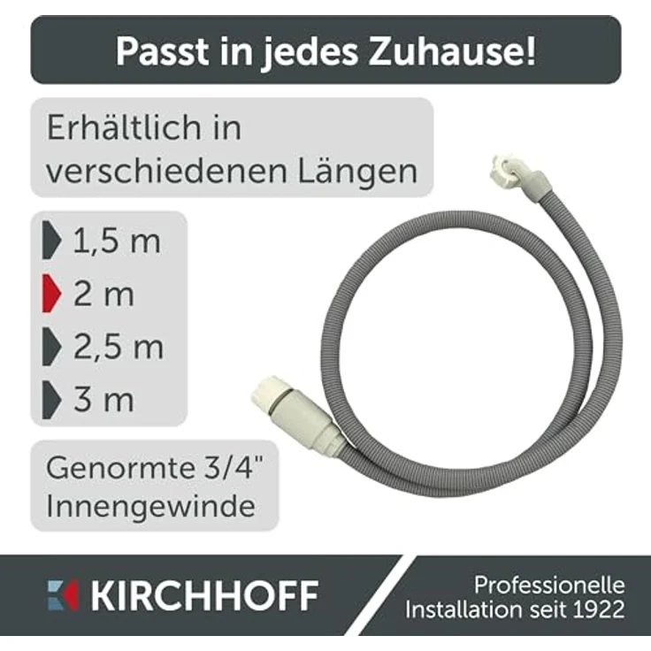 Kirchhoff Sicherheits-Zulaufschlauch 24,2 mm (3/4 Zoll IG) x 2 m, flexibler und langlebiger Waschmaschinen-Zubehörschlauch mit Wasserschutzsystem – Bild 5