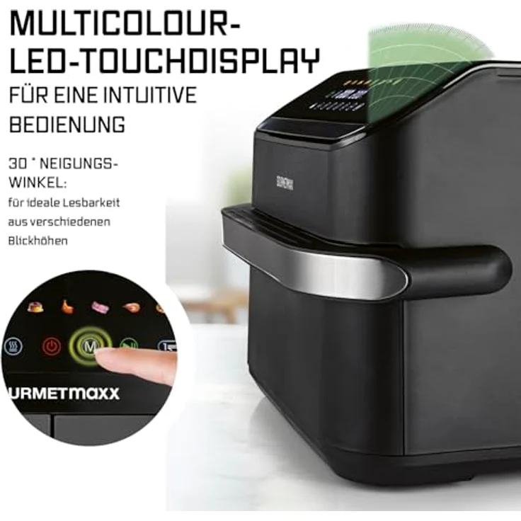 DS Produkte GM 2x 5L Vario Heißluftfritteuse, 2400W mit Divider, schwarz, 8 Programme, 2 separate Garzimmer – Bild 4
