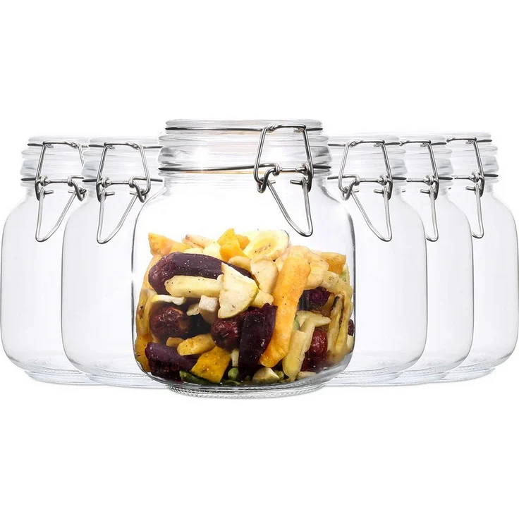 Fresh Master Einmachglas Vorratsgläser mit Drahtbügel-Verschluss, Glas, (6-tlg), mit Bügelverschluss, 6 x 500ml – Bild 1