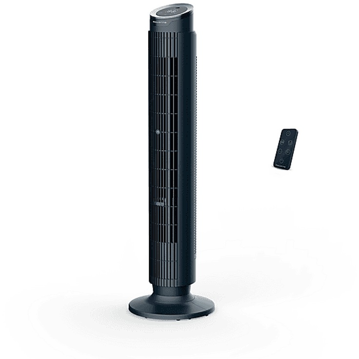 ROWENTA VU7050 Eole Silence Force, Turmventilator in Blau mit 39 Watt, 12 Geschwindigkeitsstufen, extrem leise (20 dB), integrierter Aromadiffusor und Fernbedienung