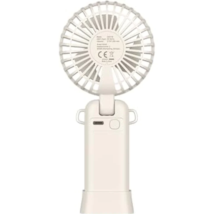 Xlayer Handventilator klappbar mit Smartphone Halterung, 1.200 mAh, 5 Geschwindigkeiten, beige – Bild 4