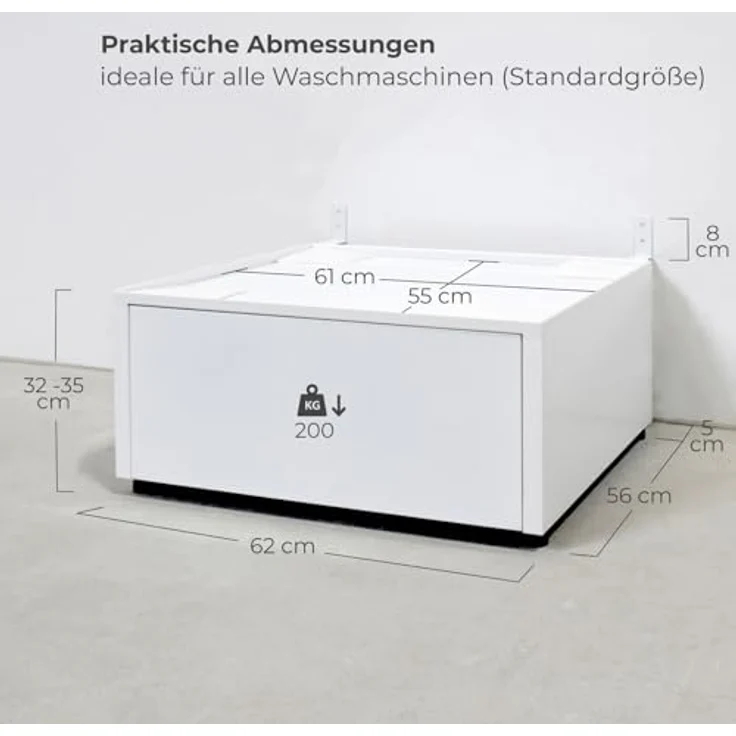osoltus Exclusives Waschmaschinen Untergestell hochwertig mit Push-to-Open Schublade, schwarz - Preisvergleich – Bild 3