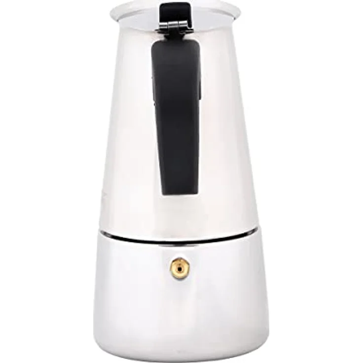 Any Morning Edelstahl Moka Pot, 200 ml, Induktionsgeeignet, 4-Tassen Espressokocher mit Sicherheitsventil, robust und stilvoll – Bild 3