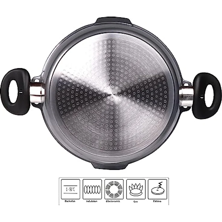 STONELINE FUTURE Kochtopf 28 cm, mit Siebglasdeckel, induktionsgeeignet, Aluguss, Antihaftbeschichtung mit echten Steinpartikeln – Bild 2