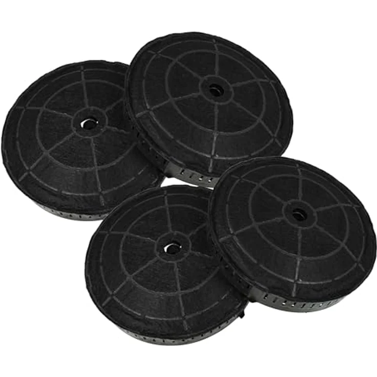 vhbw 4x Aktivkohlefilter kompatibel mit Elica 208355404731, 208355404730, 208355404733, 208355404732, 208355404734 Dunstabzugshaube - 17,2 cm, Schwarz – Bild 1