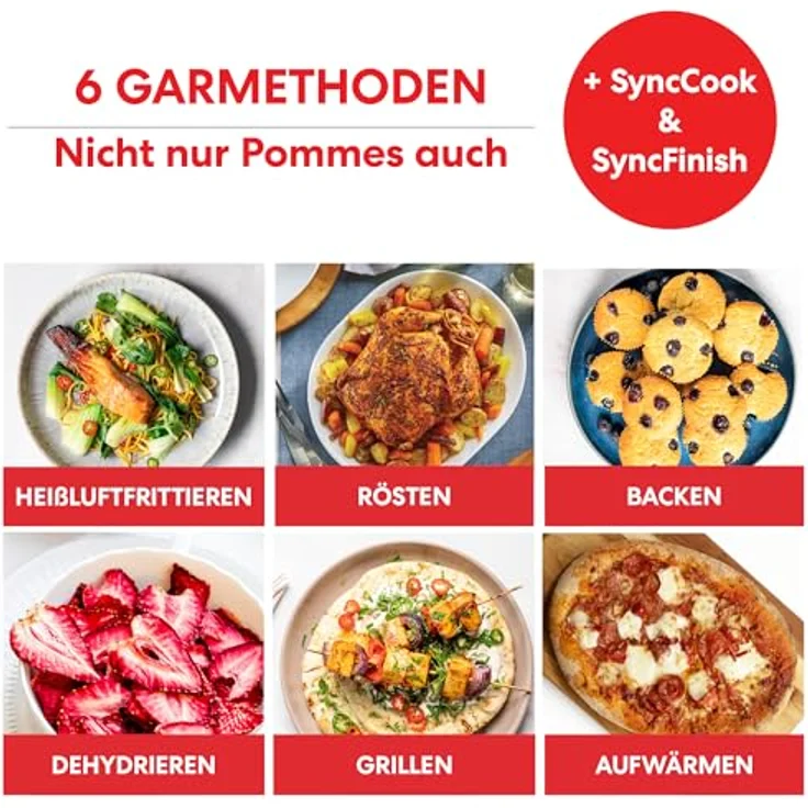 Instant VersaZone Heißluftfritteuse/XXL Single + Doppelkammer in 1-8.5L Digitaler Air Fryer Edelstahl, 8-in-1 Smart Programme - Frittieren, Backen, Braten, Grillen, Dörren, Aufwärmen – Bild 5